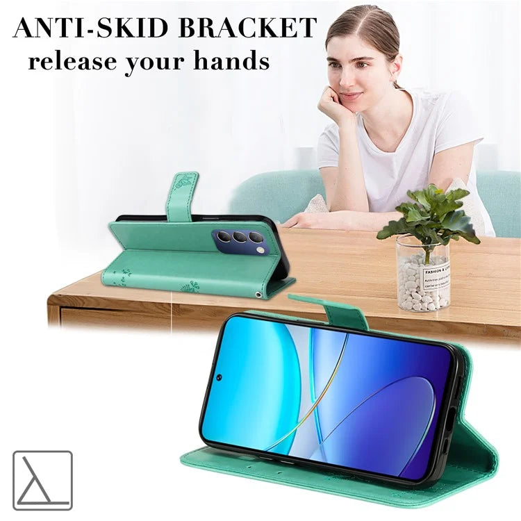 KT Imprinting Flower Series-3 For vivo V40 SE 5G / Y100 5G (Indonesia) / Y200e 5G / V30 Lite 5G (India) Case Leather Phone Wallet Cover