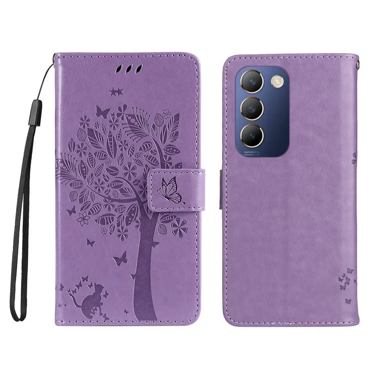 KT Imprinting Flower Series-3 For vivo V40 SE 5G / Y100 5G (Indonesia) / Y200e 5G / V30 Lite 5G (India) Case Leather Phone Wallet Cover