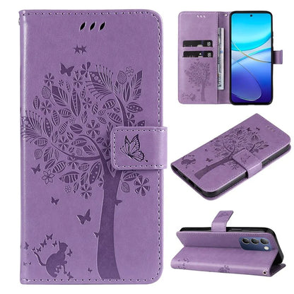 KT Imprinting Flower Series-3 For vivo V40 SE 5G / Y100 5G (Indonesia) / Y200e 5G / V30 Lite 5G (India) Case Leather Phone Wallet Cover
