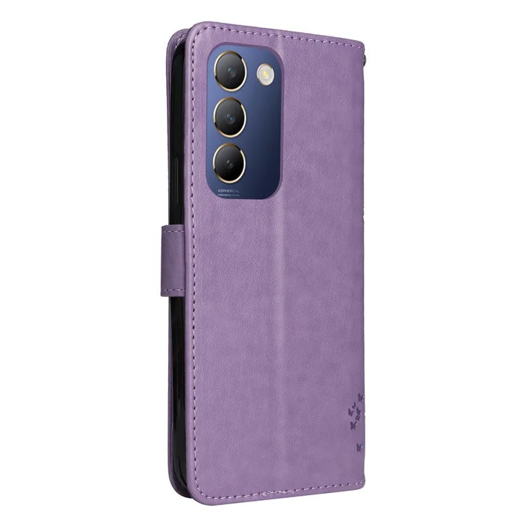 KT Imprinting Flower Series-3 For vivo V40 SE 5G / Y100 5G (Indonesia) / Y200e 5G / V30 Lite 5G (India) Case Leather Phone Wallet Cover