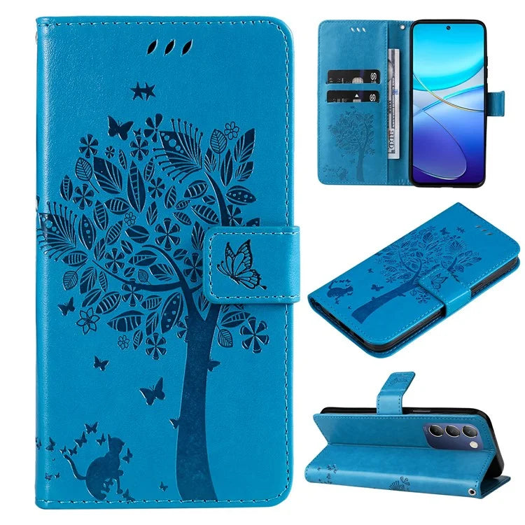KT Imprinting Flower Series-3 For vivo V40 SE 5G / Y100 5G (Indonesia) / Y200e 5G / V30 Lite 5G (India) Case Leather Phone Wallet Cover