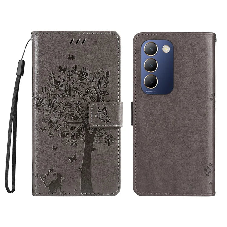 KT Imprinting Flower Series-3 For vivo V40 SE 5G / Y100 5G (Indonesia) / Y200e 5G / V30 Lite 5G (India) Case Leather Phone Wallet Cover