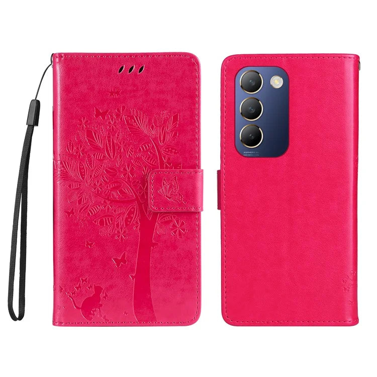 KT Imprinting Flower Series-3 For vivo V40 SE 5G / Y100 5G (Indonesia) / Y200e 5G / V30 Lite 5G (India) Case Leather Phone Wallet Cover