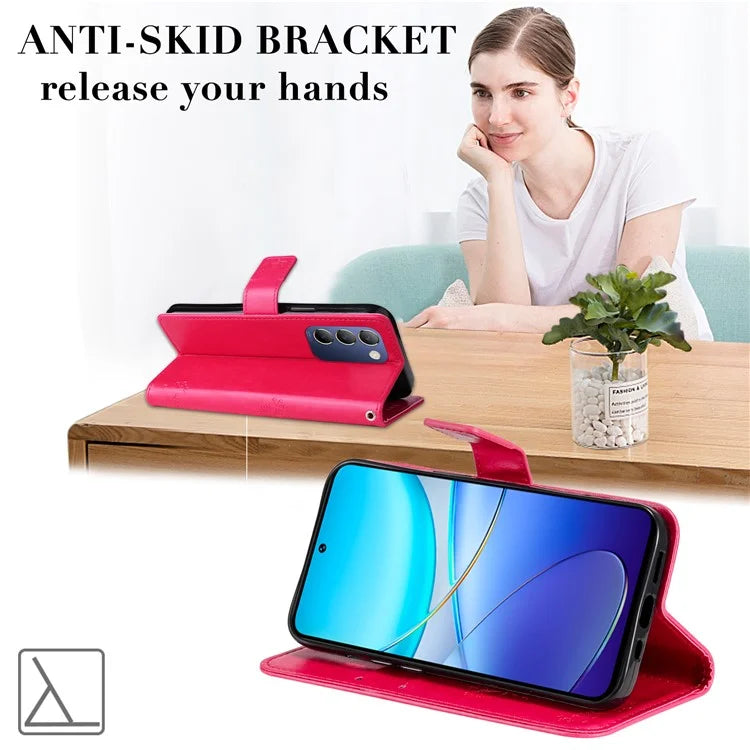 KT Imprinting Flower Series-3 For vivo V40 SE 5G / Y100 5G (Indonesia) / Y200e 5G / V30 Lite 5G (India) Case Leather Phone Wallet Cover