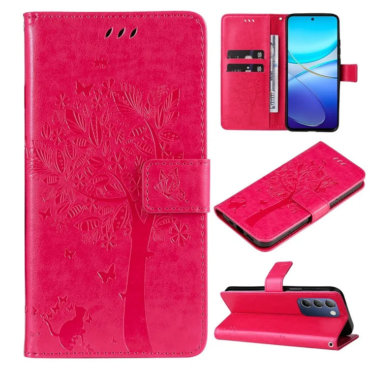 KT Imprinting Flower Series-3 For vivo V40 SE 5G / Y100 5G (Indonesia) / Y200e 5G / V30 Lite 5G (India) Case Leather Phone Wallet Cover