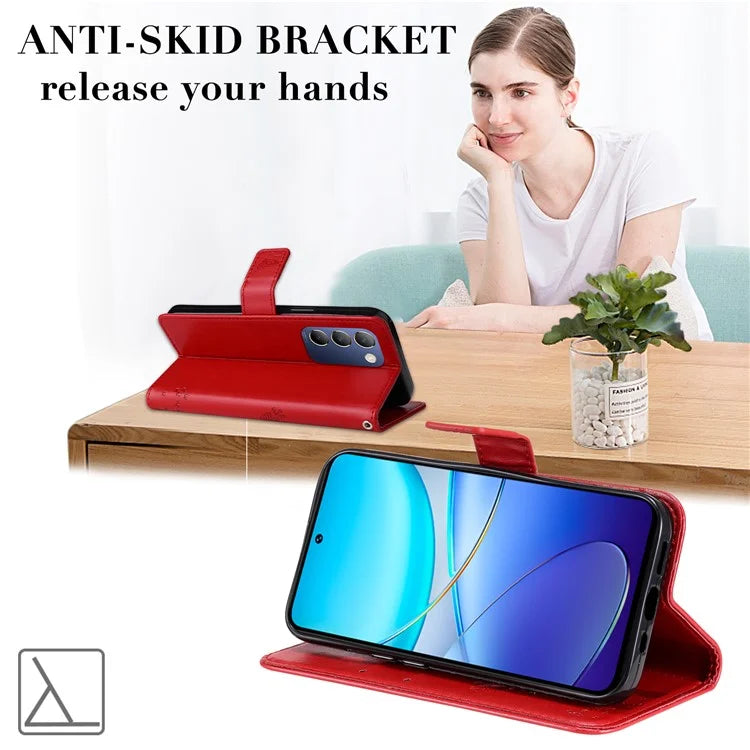 KT Imprinting Flower Series-3 For vivo V40 SE 5G / Y100 5G (Indonesia) / Y200e 5G / V30 Lite 5G (India) Case Leather Phone Wallet Cover