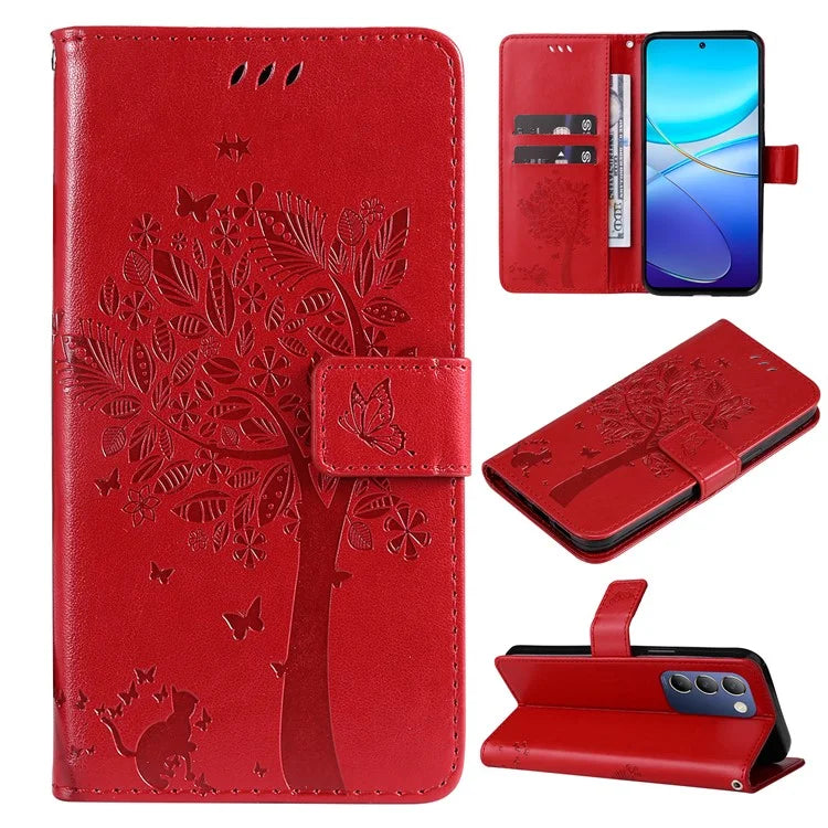 KT Imprinting Flower Series-3 For vivo V40 SE 5G / Y100 5G (Indonesia) / Y200e 5G / V30 Lite 5G (India) Case Leather Phone Wallet Cover