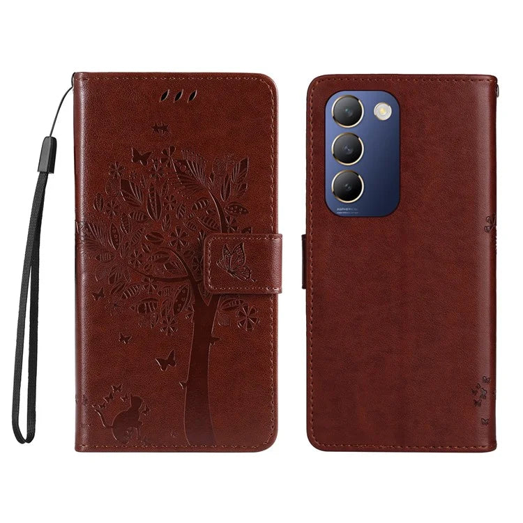 KT Imprinting Flower Series-3 For vivo V40 SE 5G / Y100 5G (Indonesia) / Y200e 5G / V30 Lite 5G (India) Case Leather Phone Wallet Cover
