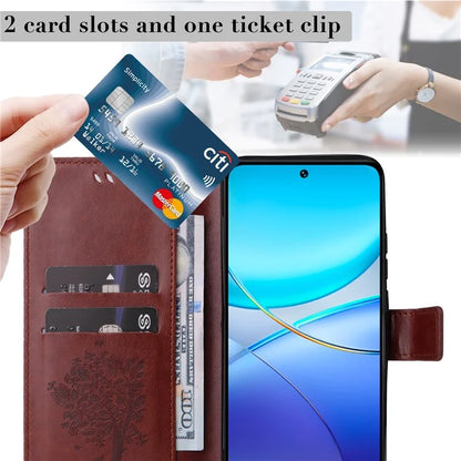 KT Imprinting Flower Series-3 For vivo V40 SE 5G / Y100 5G (Indonesia) / Y200e 5G / V30 Lite 5G (India) Case Leather Phone Wallet Cover
