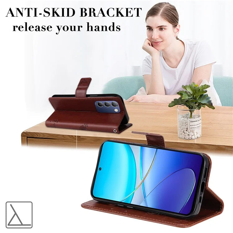 KT Imprinting Flower Series-3 For vivo V40 SE 5G / Y100 5G (Indonesia) / Y200e 5G / V30 Lite 5G (India) Case Leather Phone Wallet Cover