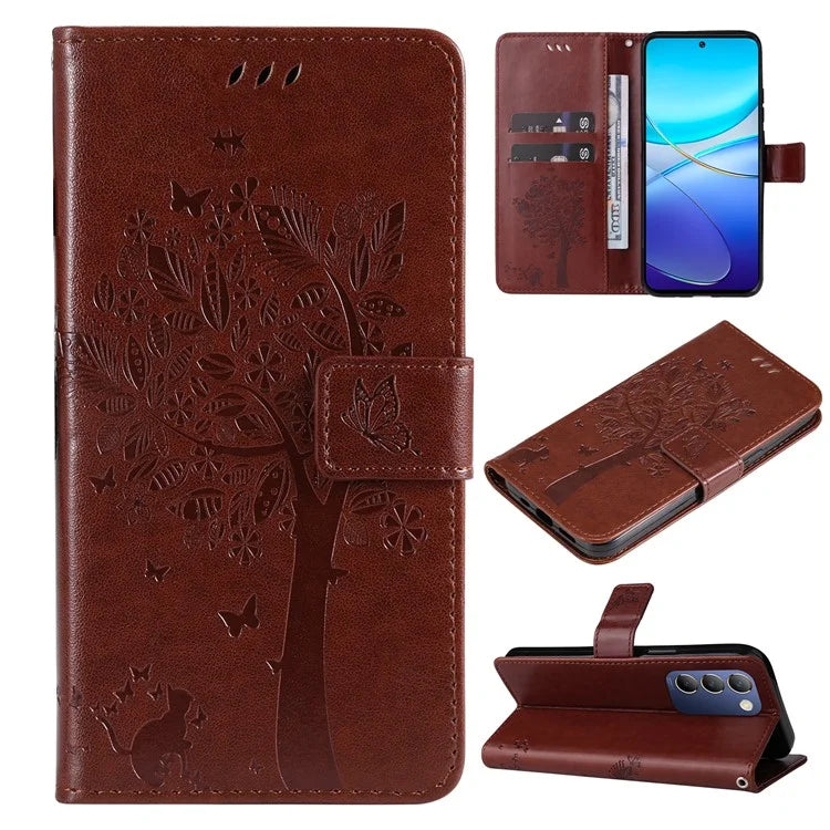 KT Imprinting Flower Series-3 For vivo V40 SE 5G / Y100 5G (Indonesia) / Y200e 5G / V30 Lite 5G (India) Case Leather Phone Wallet Cover