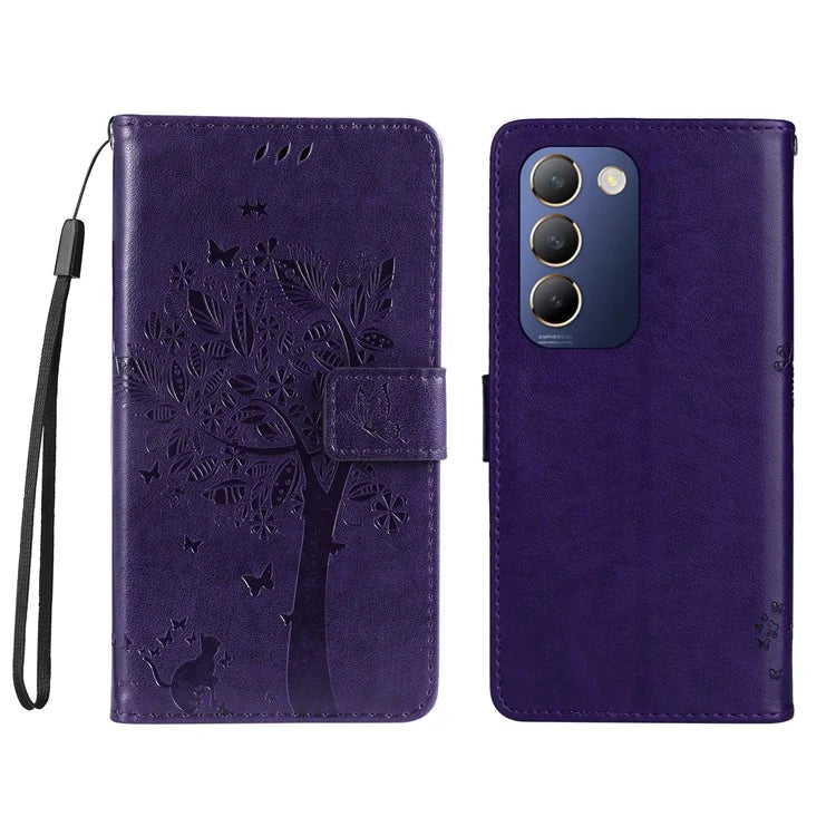 KT Imprinting Flower Series-3 For vivo V40 SE 5G / Y100 5G (Indonesia) / Y200e 5G / V30 Lite 5G (India) Case Leather Phone Wallet Cover