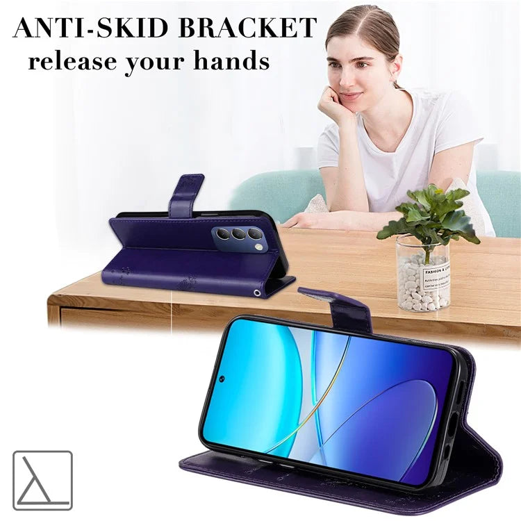 KT Imprinting Flower Series-3 For vivo V40 SE 5G / Y100 5G (Indonesia) / Y200e 5G / V30 Lite 5G (India) Case Leather Phone Wallet Cover
