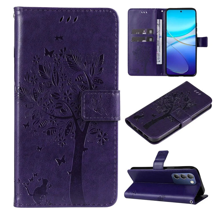 KT Imprinting Flower Series-3 For vivo V40 SE 5G / Y100 5G (Indonesia) / Y200e 5G / V30 Lite 5G (India) Case Leather Phone Wallet Cover