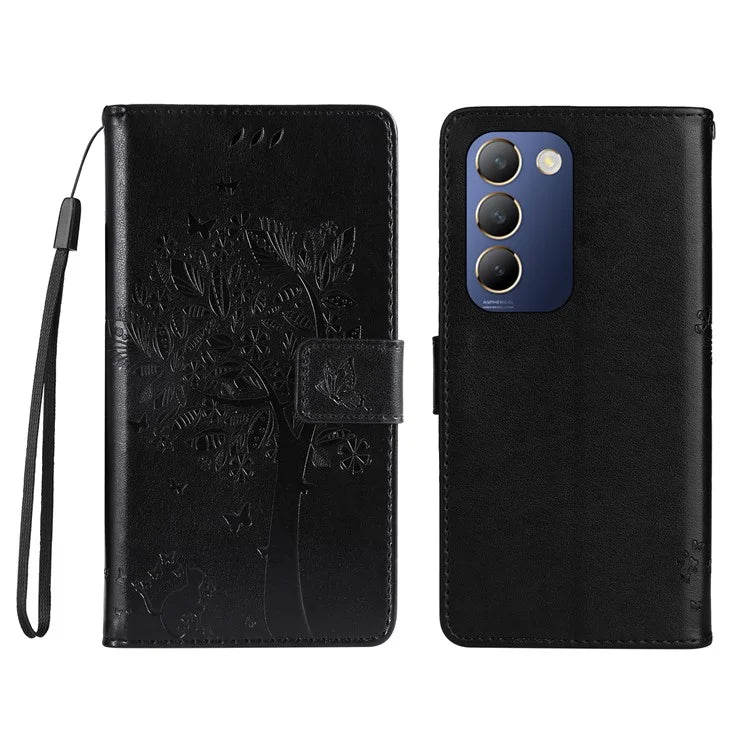 KT Imprinting Flower Series-3 For vivo V40 SE 5G / Y100 5G (Indonesia) / Y200e 5G / V30 Lite 5G (India) Case Leather Phone Wallet Cover