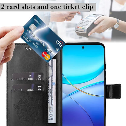 KT Imprinting Flower Series-3 For vivo V40 SE 5G / Y100 5G (Indonesia) / Y200e 5G / V30 Lite 5G (India) Case Leather Phone Wallet Cover