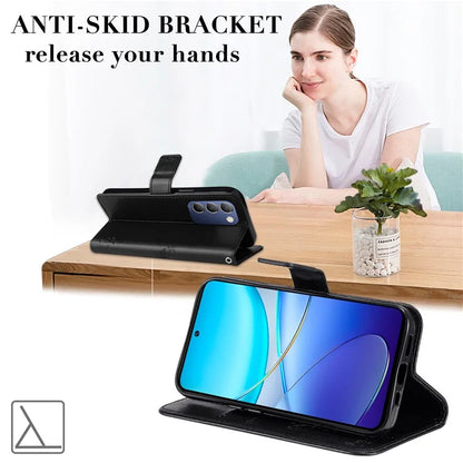 KT Imprinting Flower Series-3 For vivo V40 SE 5G / Y100 5G (Indonesia) / Y200e 5G / V30 Lite 5G (India) Case Leather Phone Wallet Cover