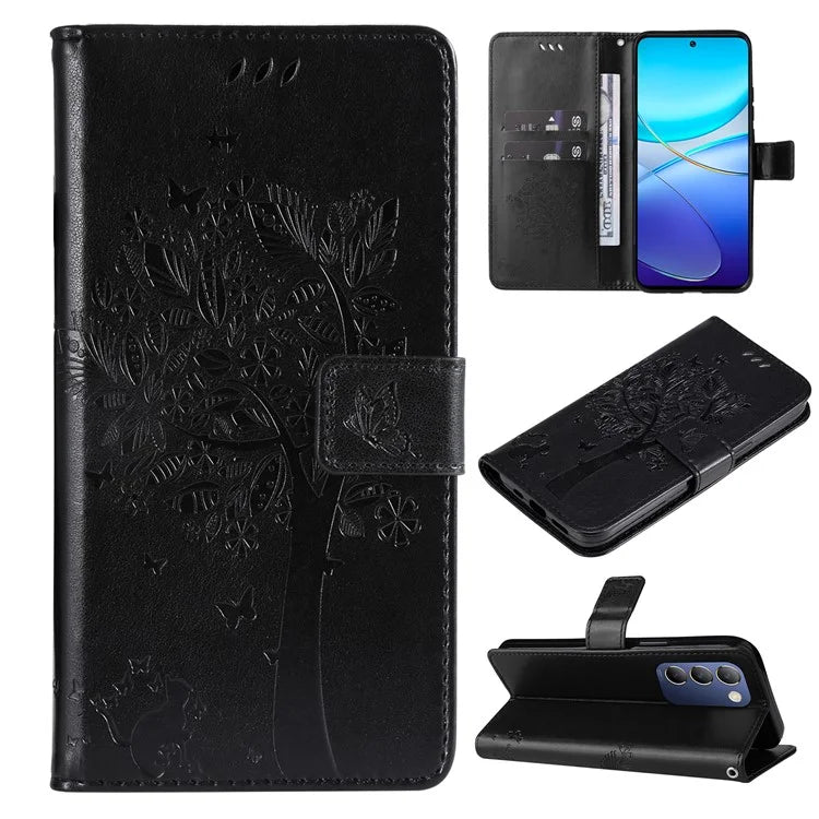 KT Imprinting Flower Series-3 For vivo V40 SE 5G / Y100 5G (Indonesia) / Y200e 5G / V30 Lite 5G (India) Case Leather Phone Wallet Cover