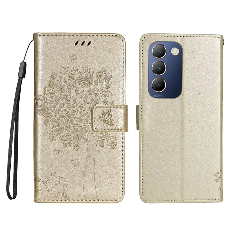 KT Imprinting Flower Series-3 For vivo V40 SE 5G / Y100 5G (Indonesia) / Y200e 5G / V30 Lite 5G (India) Case Leather Phone Wallet Cover