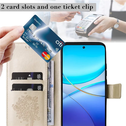 KT Imprinting Flower Series-3 For vivo V40 SE 5G / Y100 5G (Indonesia) / Y200e 5G / V30 Lite 5G (India) Case Leather Phone Wallet Cover