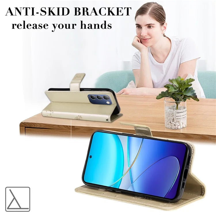 KT Imprinting Flower Series-3 For vivo V40 SE 5G / Y100 5G (Indonesia) / Y200e 5G / V30 Lite 5G (India) Case Leather Phone Wallet Cover