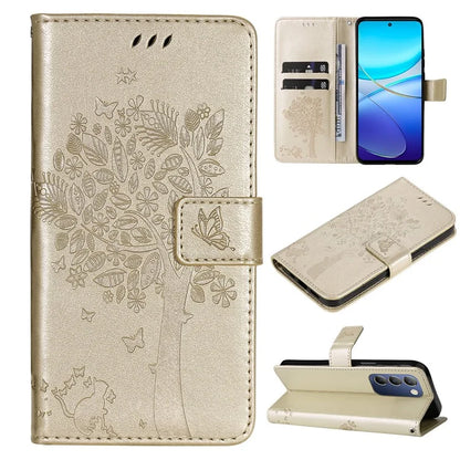 KT Imprinting Flower Series-3 For vivo V40 SE 5G / Y100 5G (Indonesia) / Y200e 5G / V30 Lite 5G (India) Case Leather Phone Wallet Cover