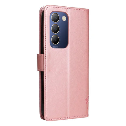 KT Imprinting Flower Series-3 For vivo V40 SE 5G / Y100 5G (Indonesia) / Y200e 5G / V30 Lite 5G (India) Case Leather Phone Wallet Cover Gold