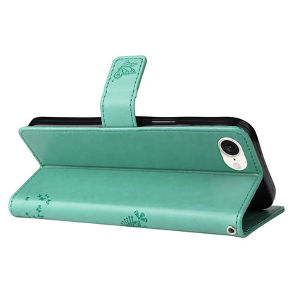 KT Imprinting Flower Series-3 For iPhone SE (2024) Wallet Case Tree Pattern Leather Phone Cover