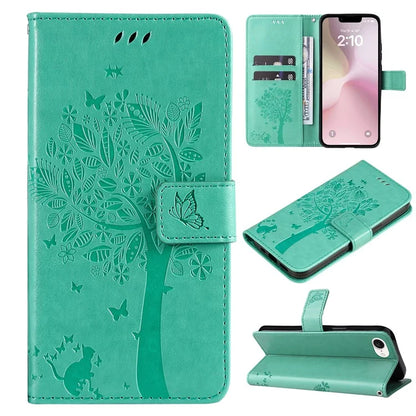 KT Imprinting Flower Series-3 For iPhone SE (2024) Wallet Case Tree Pattern Leather Phone Cover