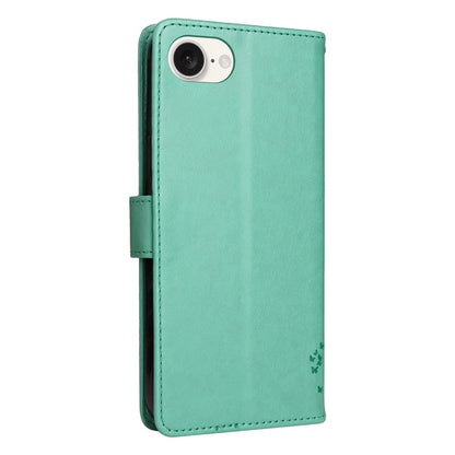 KT Imprinting Flower Series-3 For iPhone SE (2024) Wallet Case Tree Pattern Leather Phone Cover