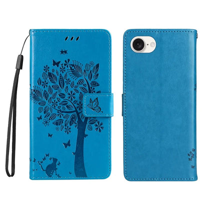 KT Imprinting Flower Series-3 For iPhone SE (2024) Wallet Case Tree Pattern Leather Phone Cover