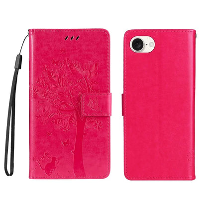 KT Imprinting Flower Series-3 For iPhone SE (2024) Wallet Case Tree Pattern Leather Phone Cover