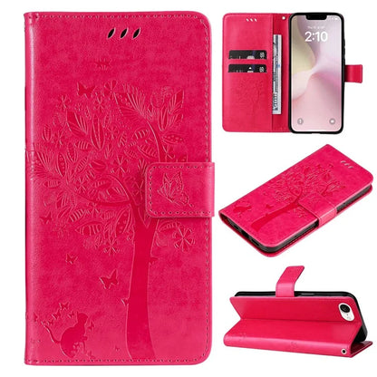 KT Imprinting Flower Series-3 For iPhone SE (2024) Wallet Case Tree Pattern Leather Phone Cover