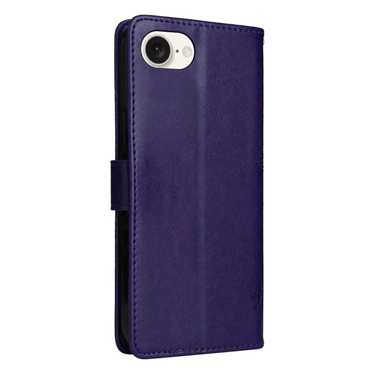 KT Imprinting Flower Series-3 For iPhone SE (2024) Wallet Case Tree Pattern Leather Phone Cover