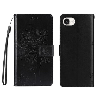 KT Imprinting Flower Series-3 For iPhone SE (2024) Wallet Case Tree Pattern Leather Phone Cover