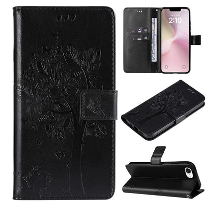 KT Imprinting Flower Series-3 For iPhone SE (2024) Wallet Case Tree Pattern Leather Phone Cover