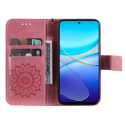 KT Imprinting Flower Series-1 For vivo V40 SE 5G / Y100 5G (Indonesia) / Y200e 5G / V30 Lite 5G (India) Case Leather Phone Cover