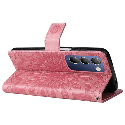 KT Imprinting Flower Series-1 For vivo V40 SE 5G / Y100 5G (Indonesia) / Y200e 5G / V30 Lite 5G (India) Case Leather Phone Cover