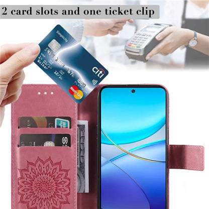 KT Imprinting Flower Series-1 For vivo V40 SE 5G / Y100 5G (Indonesia) / Y200e 5G / V30 Lite 5G (India) Case Leather Phone Cover
