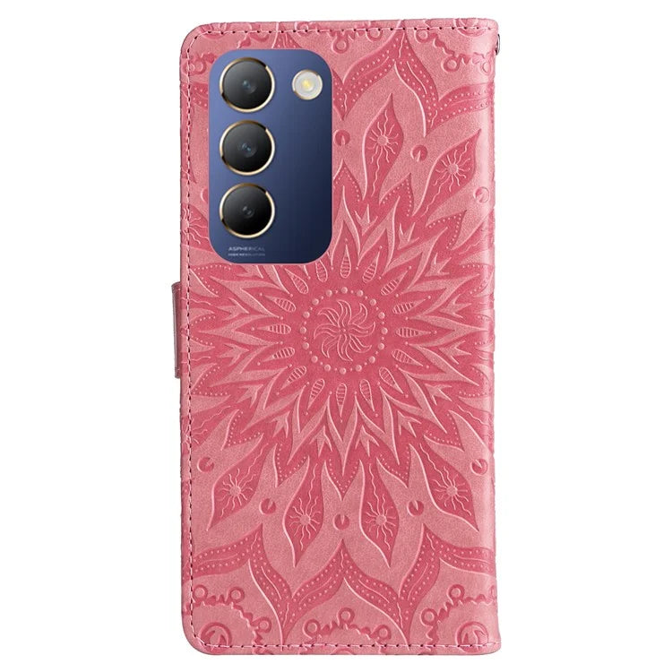 KT Imprinting Flower Series-1 For vivo V40 SE 5G / Y100 5G (Indonesia) / Y200e 5G / V30 Lite 5G (India) Case Leather Phone Cover