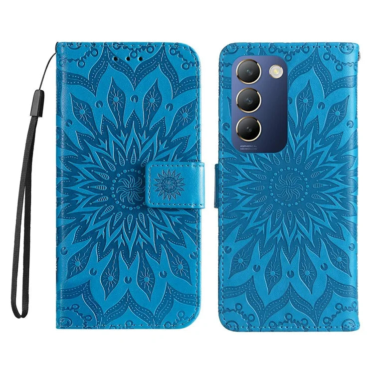 KT Imprinting Flower Series-1 For vivo V40 SE 5G / Y100 5G (Indonesia) / Y200e 5G / V30 Lite 5G (India) Case Leather Phone Cover