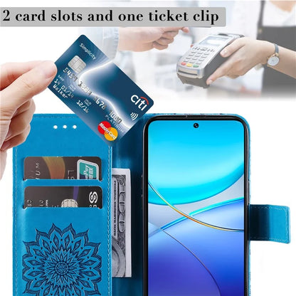 KT Imprinting Flower Series-1 For vivo V40 SE 5G / Y100 5G (Indonesia) / Y200e 5G / V30 Lite 5G (India) Case Leather Phone Cover