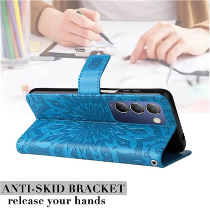 KT Imprinting Flower Series-1 For vivo V40 SE 5G / Y100 5G (Indonesia) / Y200e 5G / V30 Lite 5G (India) Case Leather Phone Cover