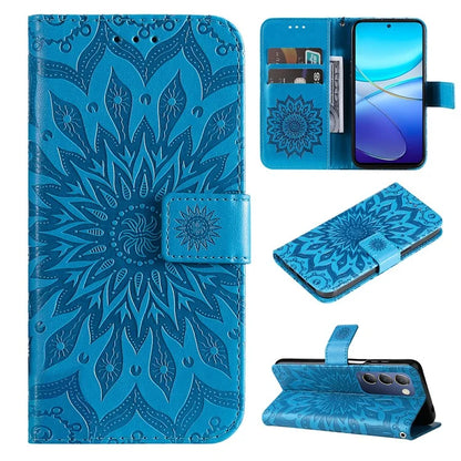 KT Imprinting Flower Series-1 For vivo V40 SE 5G / Y100 5G (Indonesia) / Y200e 5G / V30 Lite 5G (India) Case Leather Phone Cover