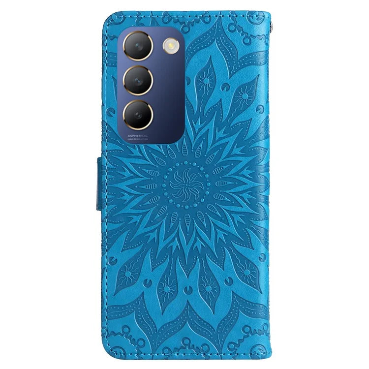 KT Imprinting Flower Series-1 For vivo V40 SE 5G / Y100 5G (Indonesia) / Y200e 5G / V30 Lite 5G (India) Case Leather Phone Cover