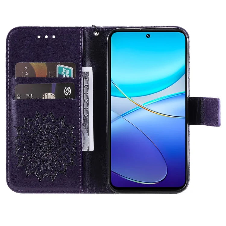 KT Imprinting Flower Series-1 For vivo V40 SE 5G / Y100 5G (Indonesia) / Y200e 5G / V30 Lite 5G (India) Case Leather Phone Cover