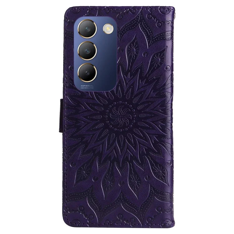 KT Imprinting Flower Series-1 For vivo V40 SE 5G / Y100 5G (Indonesia) / Y200e 5G / V30 Lite 5G (India) Case Leather Phone Cover
