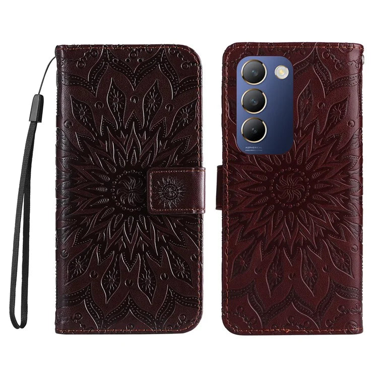 KT Imprinting Flower Series-1 For vivo V40 SE 5G / Y100 5G (Indonesia) / Y200e 5G / V30 Lite 5G (India) Case Leather Phone Cover