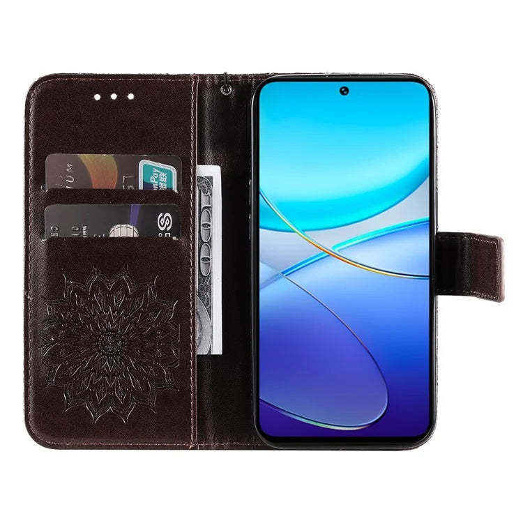 KT Imprinting Flower Series-1 For vivo V40 SE 5G / Y100 5G (Indonesia) / Y200e 5G / V30 Lite 5G (India) Case Leather Phone Cover
