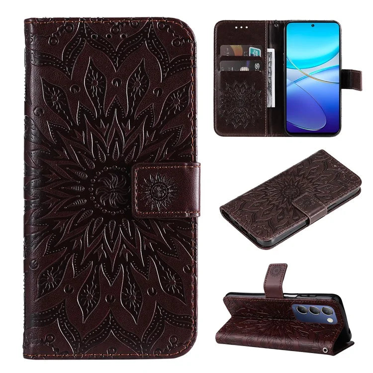 KT Imprinting Flower Series-1 For vivo V40 SE 5G / Y100 5G (Indonesia) / Y200e 5G / V30 Lite 5G (India) Case Leather Phone Cover